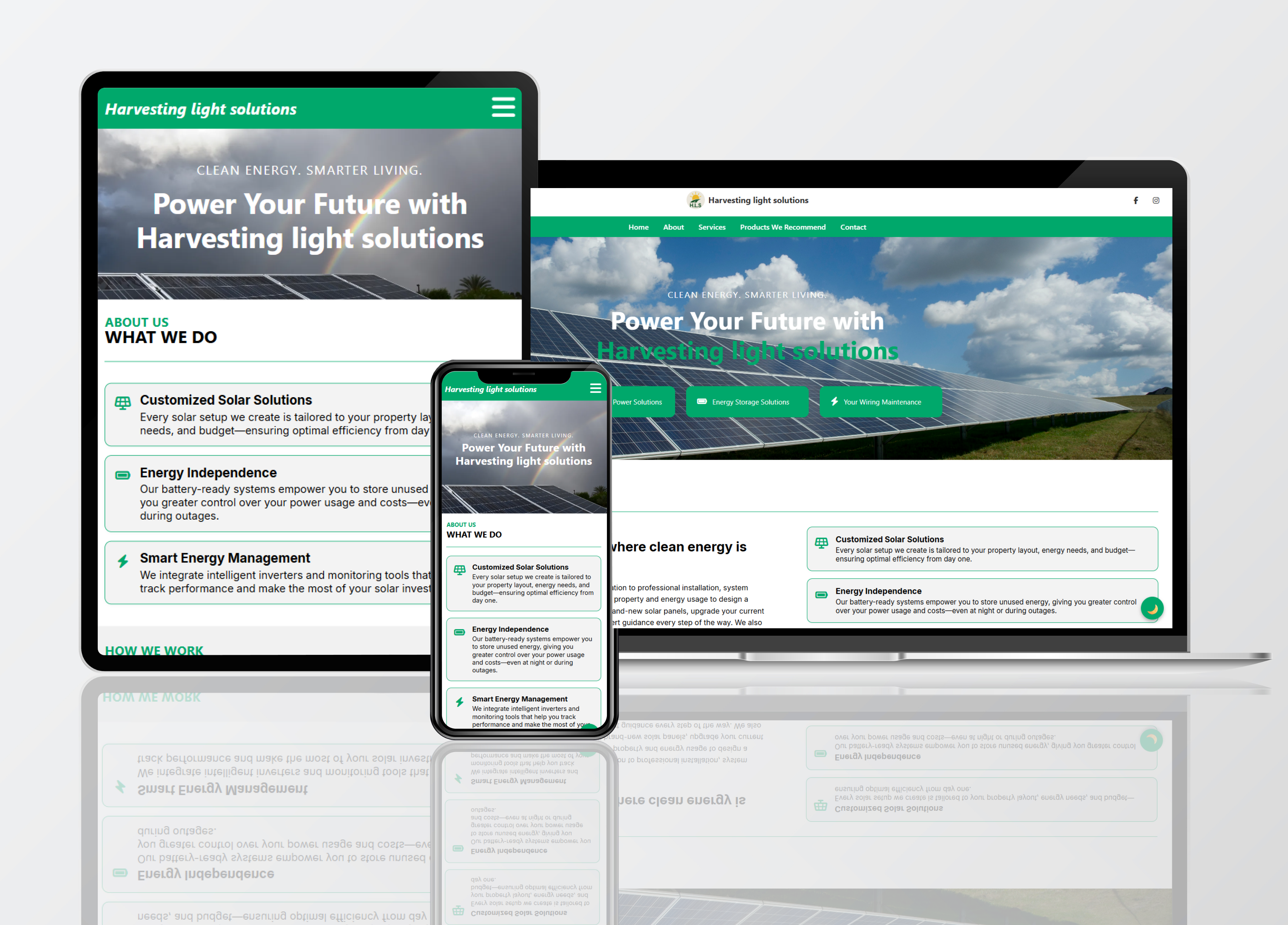 Harvesting Light Solutions website preview
